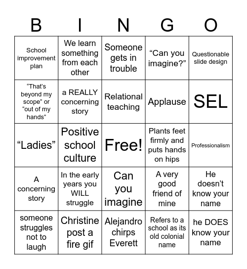 Sem Bingo Card