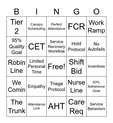 OSH Bingo Card