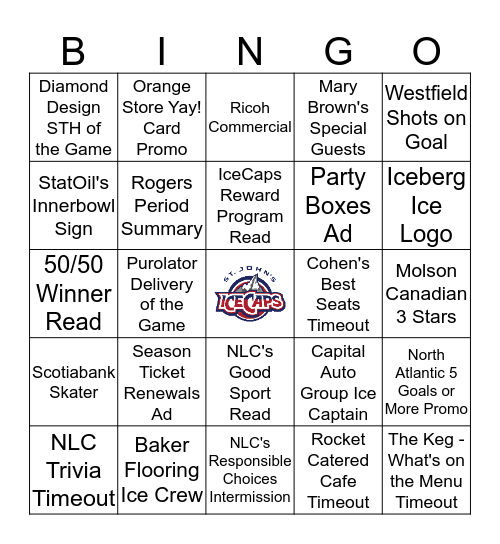 IceCaps Marketing Meeting Bingo Card