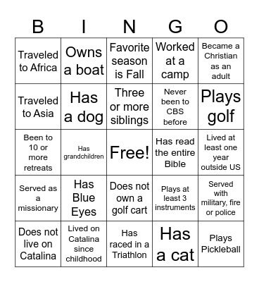 Hidden Treasures Bingo Card