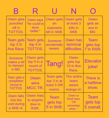 Owen MCC TR Bingo! Bingo Card