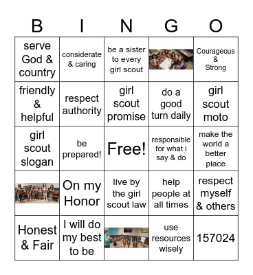 Girl Scout 157024 Bingo Card