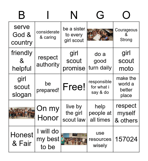 Girl Scout 157024 Bingo Card