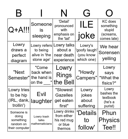 AP Physics C Bingo Card