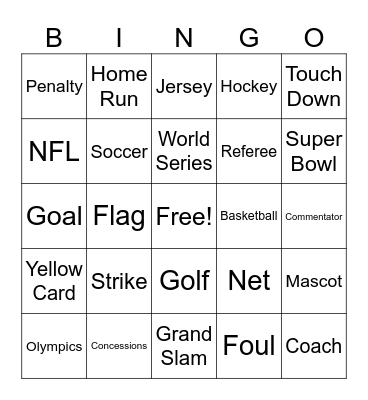 Game Day Prugo Bingo Card