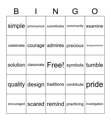 U1W2-U1W3-U1W4 Bingo Card