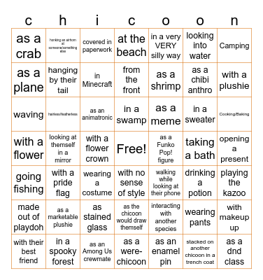 Draw a chicoon.... Bingo Card