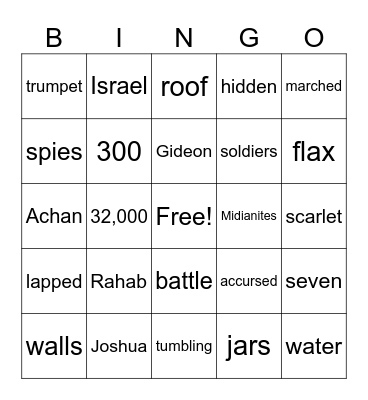 Bible Battles Bingo Card