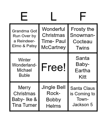 Christmas Song Bingo Card