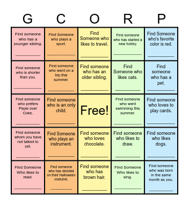 Find Someone Who... Bingo Card