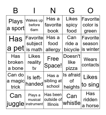 Find Someone Who... Bingo Card