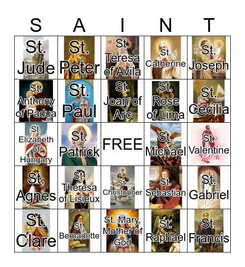 Call Upon the Saints Bingo  Bingo Card