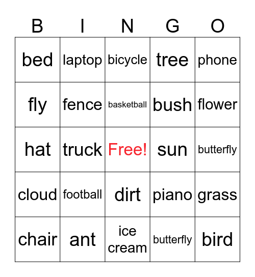 Outside Bingo Card