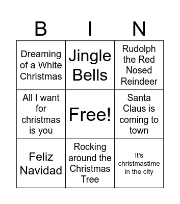 Holiday Bingo Card