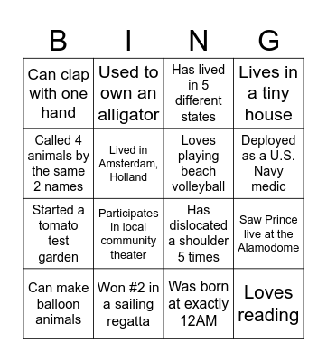 Find someone who... Bingo Card