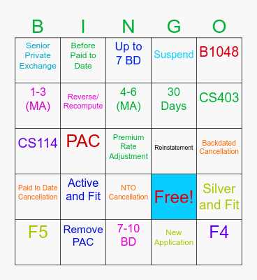 Bingo Review! Bingo Card