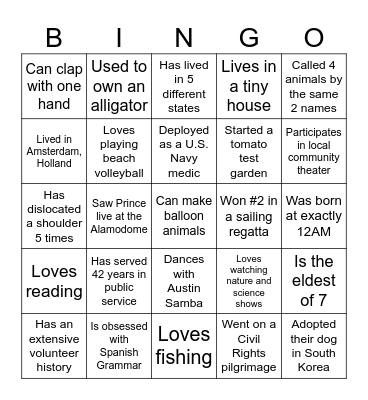 Find someone who... Bingo Card