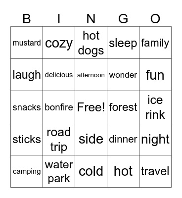 Weekend Fun Bingo Card