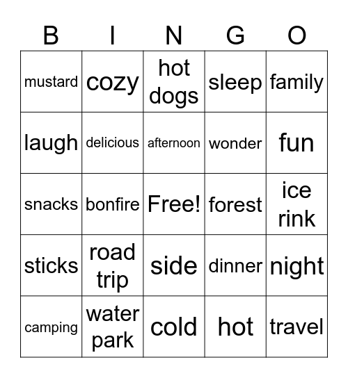 Weekend Fun Bingo Card