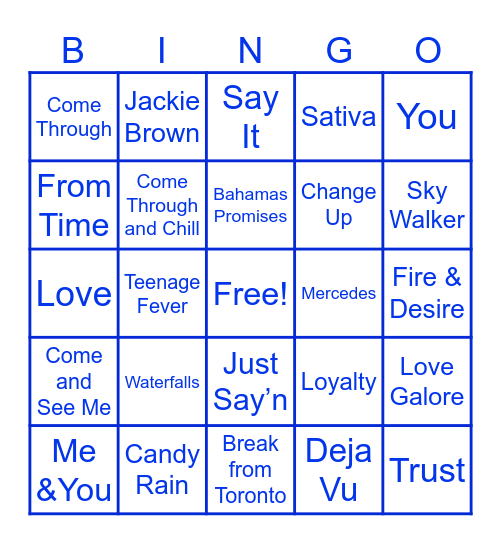 R&b Night #3 Bingo Card