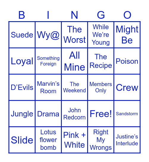R&B Night #4 Bingo Card