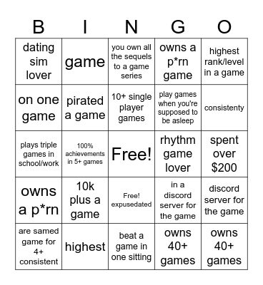 No life gamer bingo Card