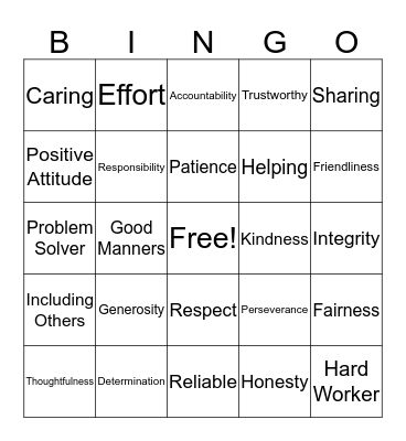 Character BINGO Card