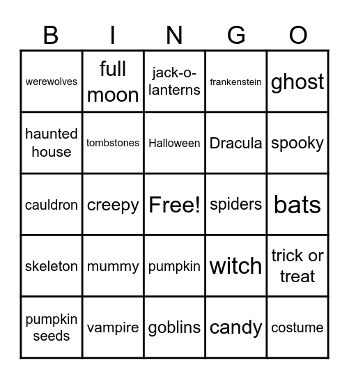 Halloween Bingo Card