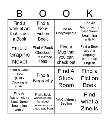 Library Bingo - Scavenger Hunt! Bingo Card