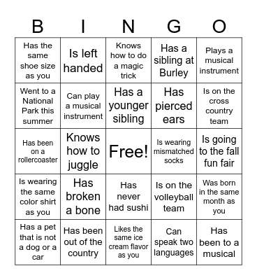 Find Someone Who... Bingo Card
