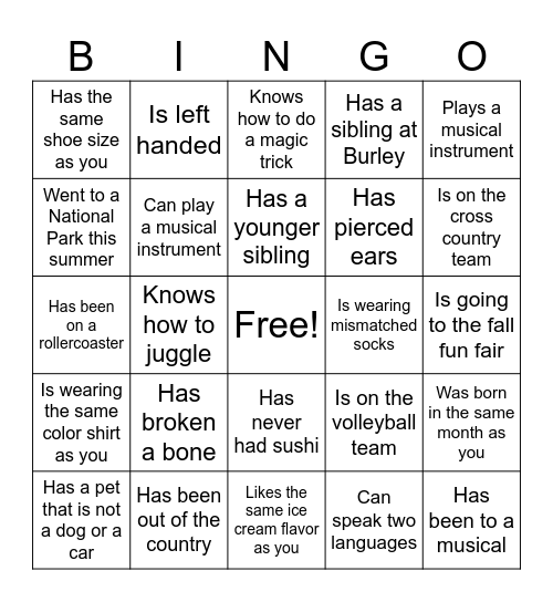 Find Someone Who... Bingo Card