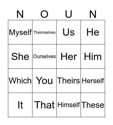 PRONOUN BINGO Card