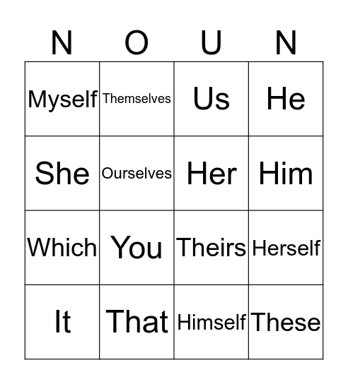 PRONOUN BINGO Card