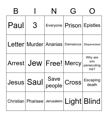Saul's Conversion Bingo Card