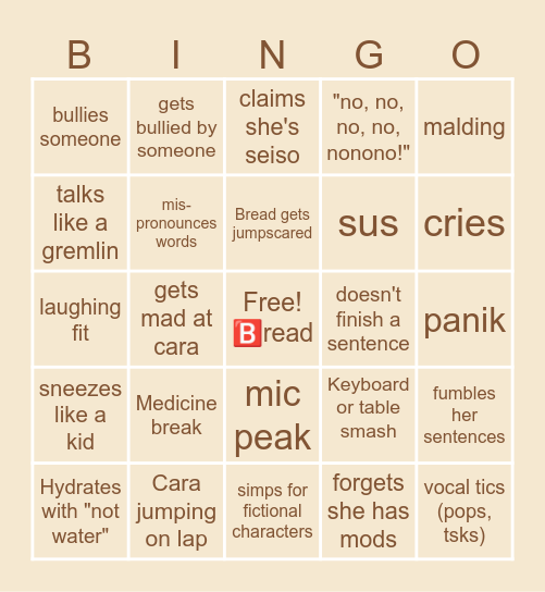 🍞 Bread Bingo 🍞 Bingo Card