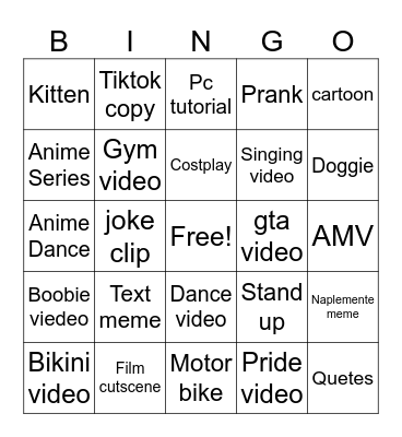 Insta Bingo Card