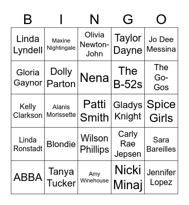 Music Bingo #40 (Do Literally Anything) Bingo Card