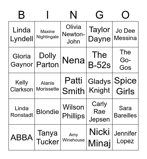 Music Bingo #40 (Do Literally Anything) Bingo Card