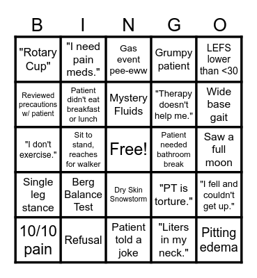PT MONTH BINGO! Bingo Card