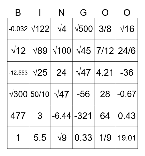 MATHS WEEK :) Bingo Card