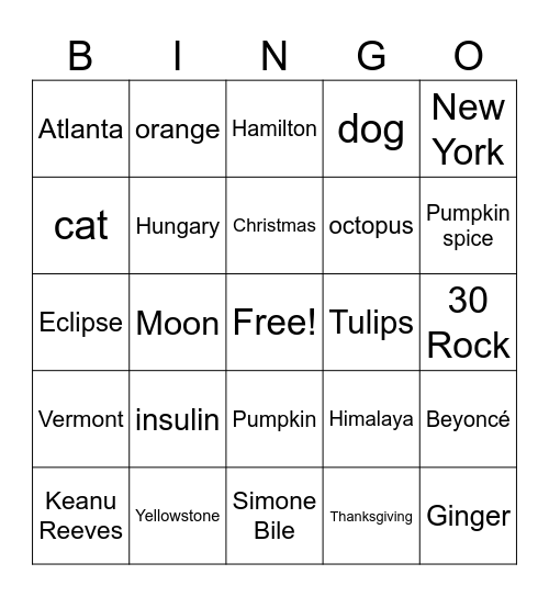 Fallin’ into Fun Bingo Card