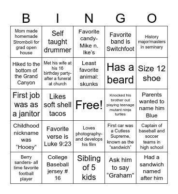 Jorty Forty Bingo Card