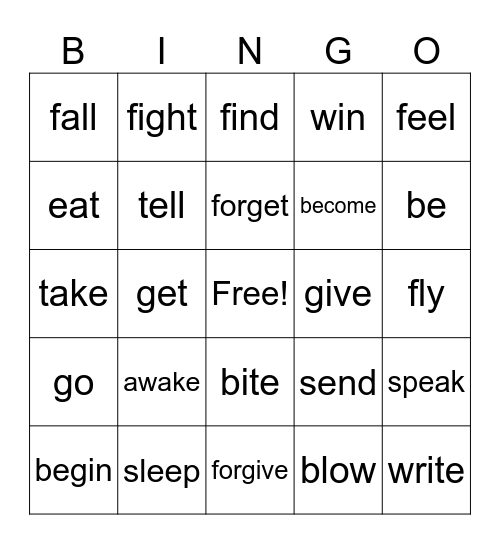Past participle bingo Card