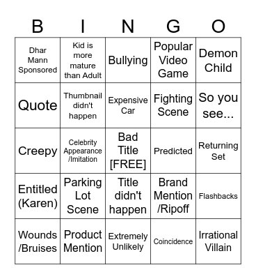 Dhar Mann Bingo Card