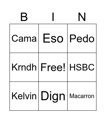 Bingo musical Bingo Card