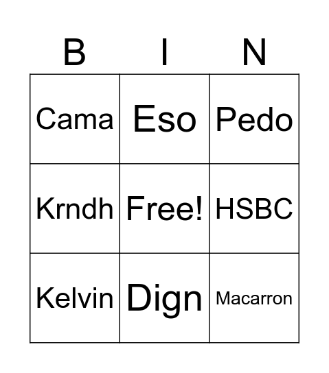 Bingo musical Bingo Card