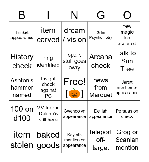 Appropriately Gothic Architecture For The Season [Critical Role 3.76] Bingo Card