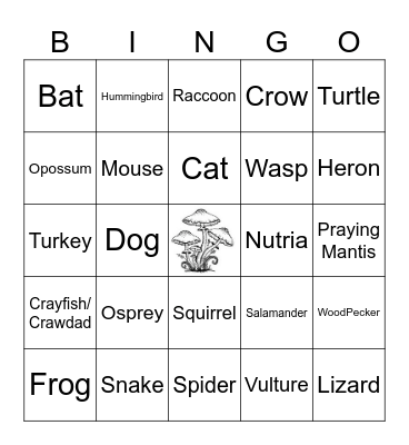 Public Works Wildlife Bingo Card