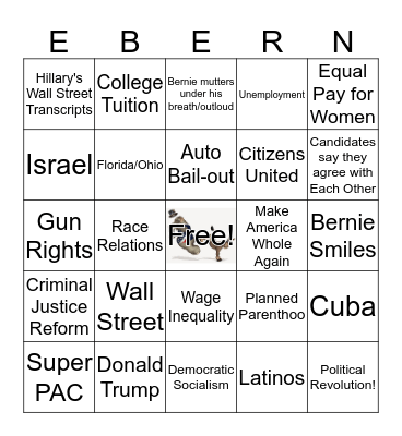 Democratic Card 3/10 Card # 1 Bingo Card