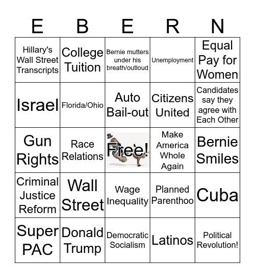 Democratic Card 3/10 Card # 1 Bingo Card